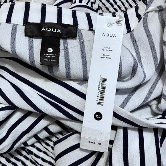 Aqua NWT Stripes Smocked Waist Mini Dress Women XL - Picture 8 of 9